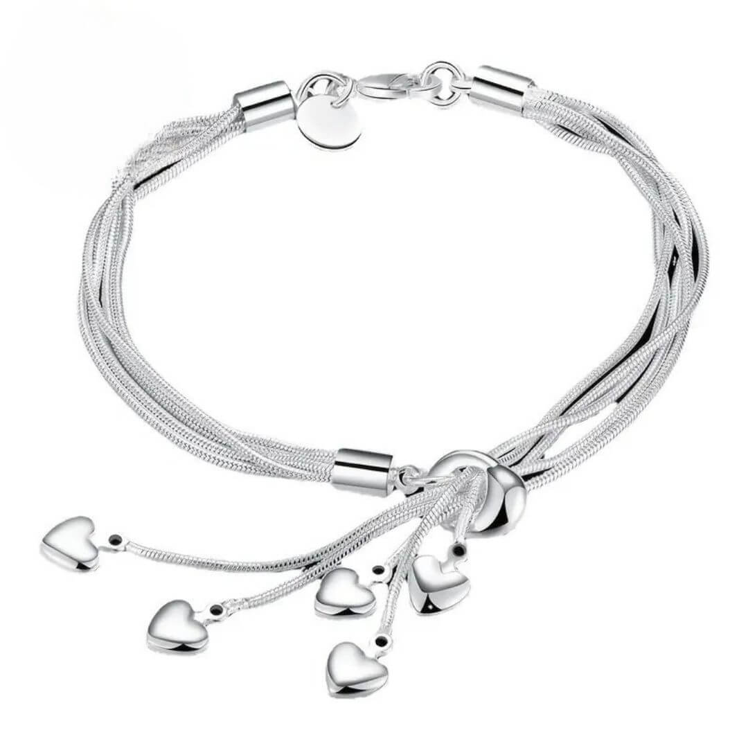Silver Heart Charm Bracelet - Diane Jewelry
