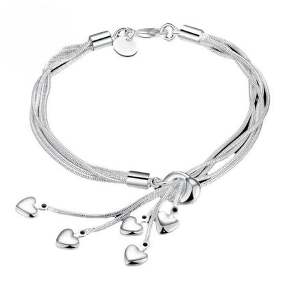 Silver Heart Charm Bracelet - Diane Jewelry