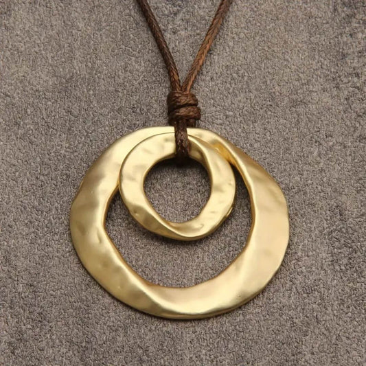Gold Abstract Circle Pendant Necklace - Diane Jewelry
