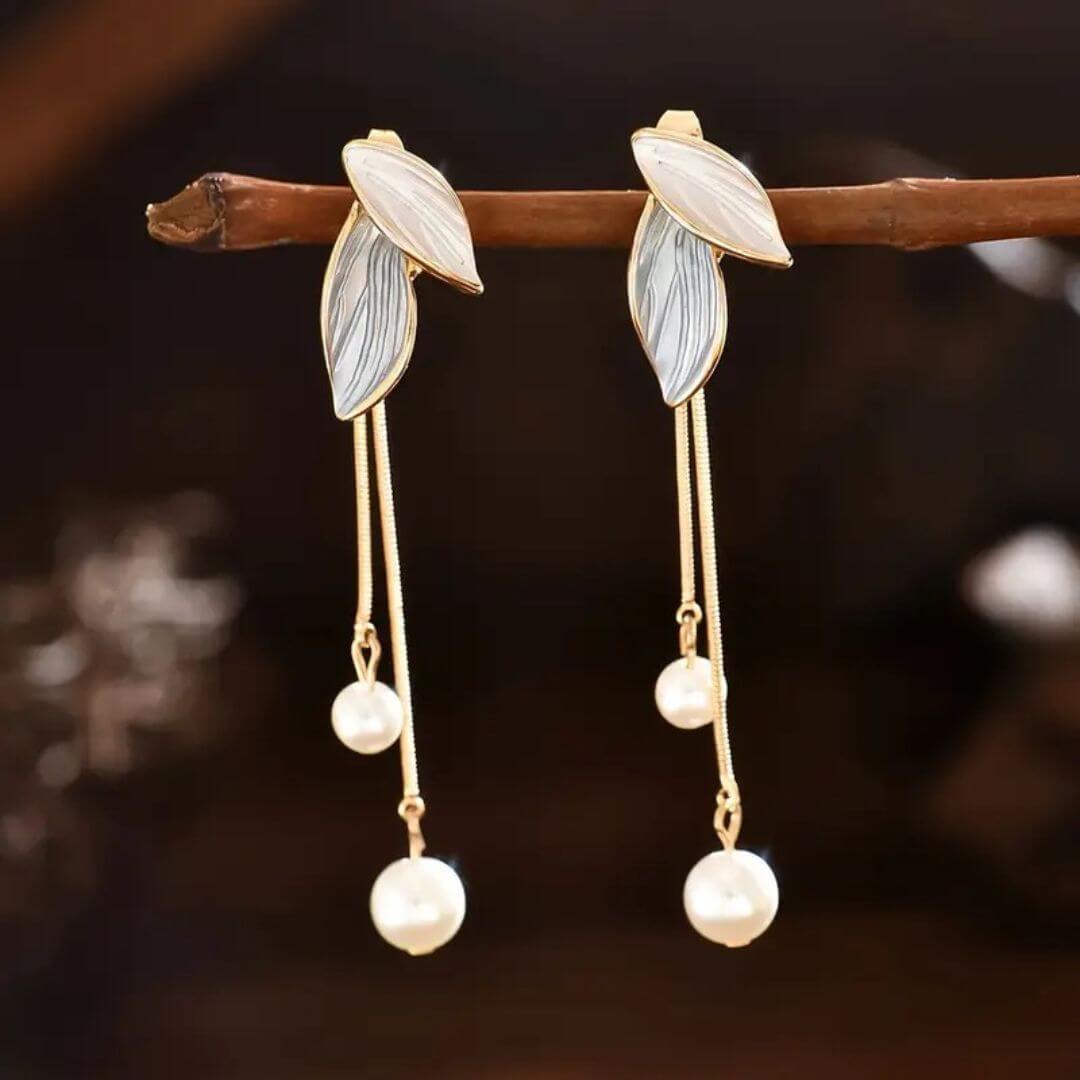 Elegant Long Pearl Dangle Earrings - Diane Jewelry