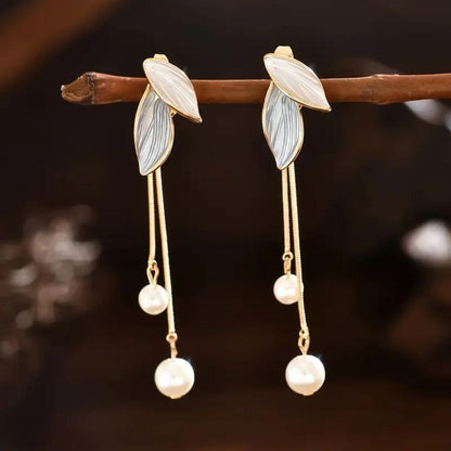 Elegant Long Pearl Dangle Earrings - Diane Jewelry