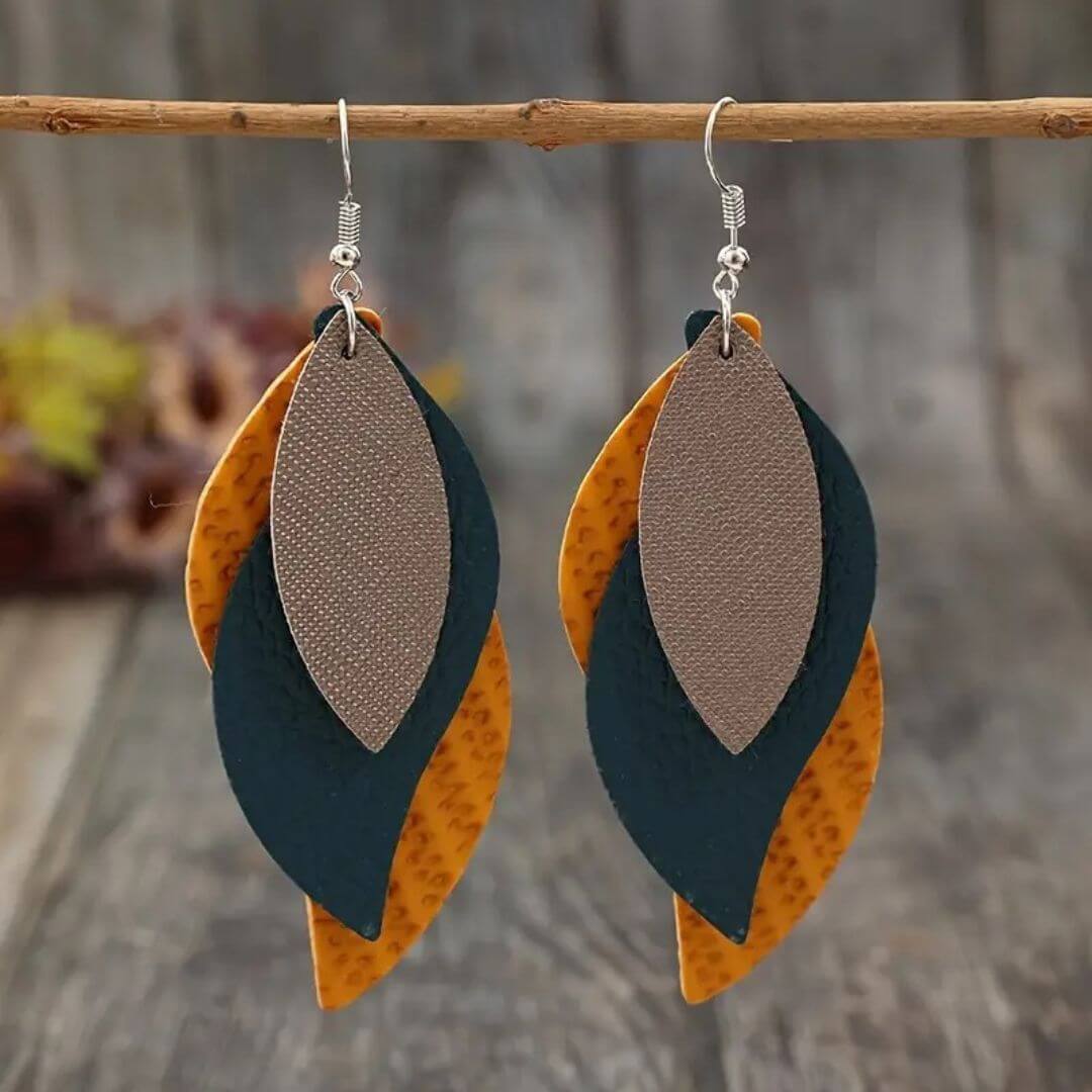 Boho Multi Layer Leaf Earrings - Diane Jewelry