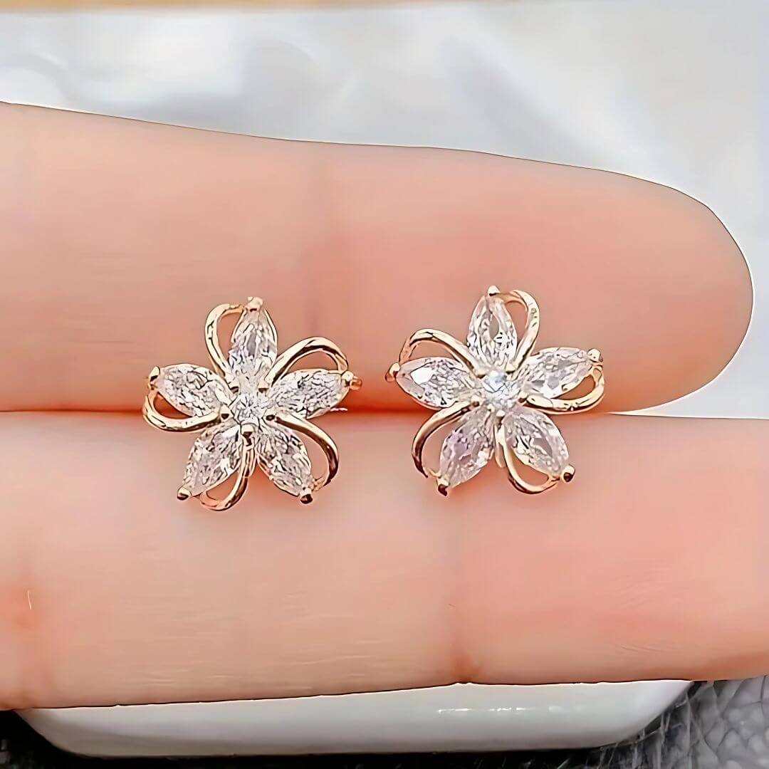 Crystal Flower Stud Earrings Women - Diane Jewelry