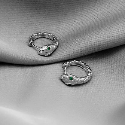 Green Gold Snake Hoop Earrings - Diane Jewelry