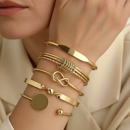 Minimalist Gold Bangle Bracelet Set Emma & Noah Jewelry