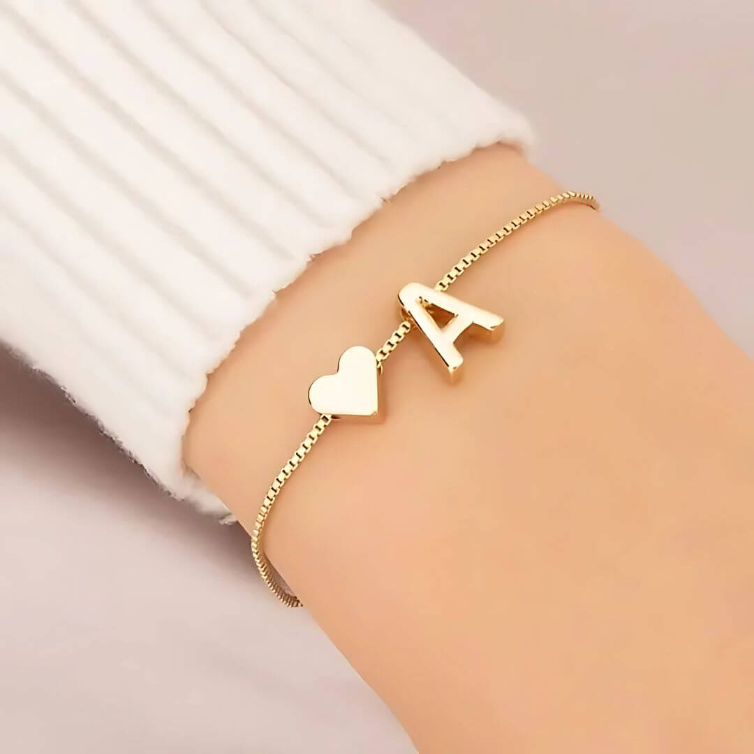 Gold Initial Letter Bracelet Women - Diane Jewelry