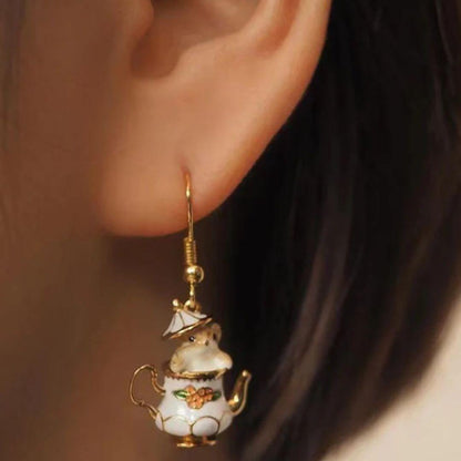 Cute Teapot Animal Dangle Earrings - Diane Jewelry