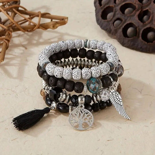 Boho Beaded Charm Bracelet Set - Diane Jewelry