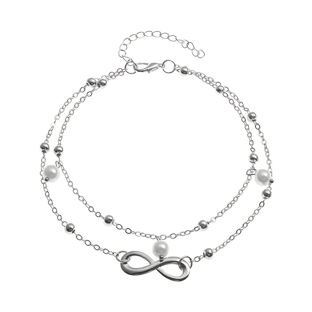 Infinity Pearl Charm Anklet Set - Diane Jewelry