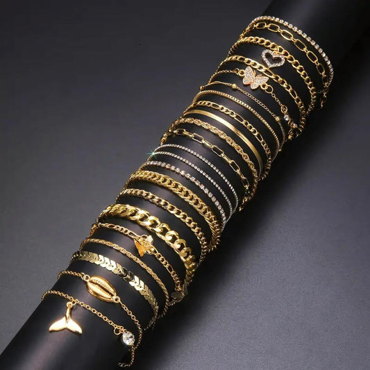 Gold Chain Anklet Set Pack - Diane Jewelry