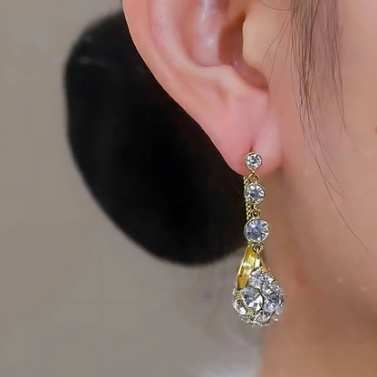 Gold Crystal Teardrop Dangle Earrings - Diane Jewelry