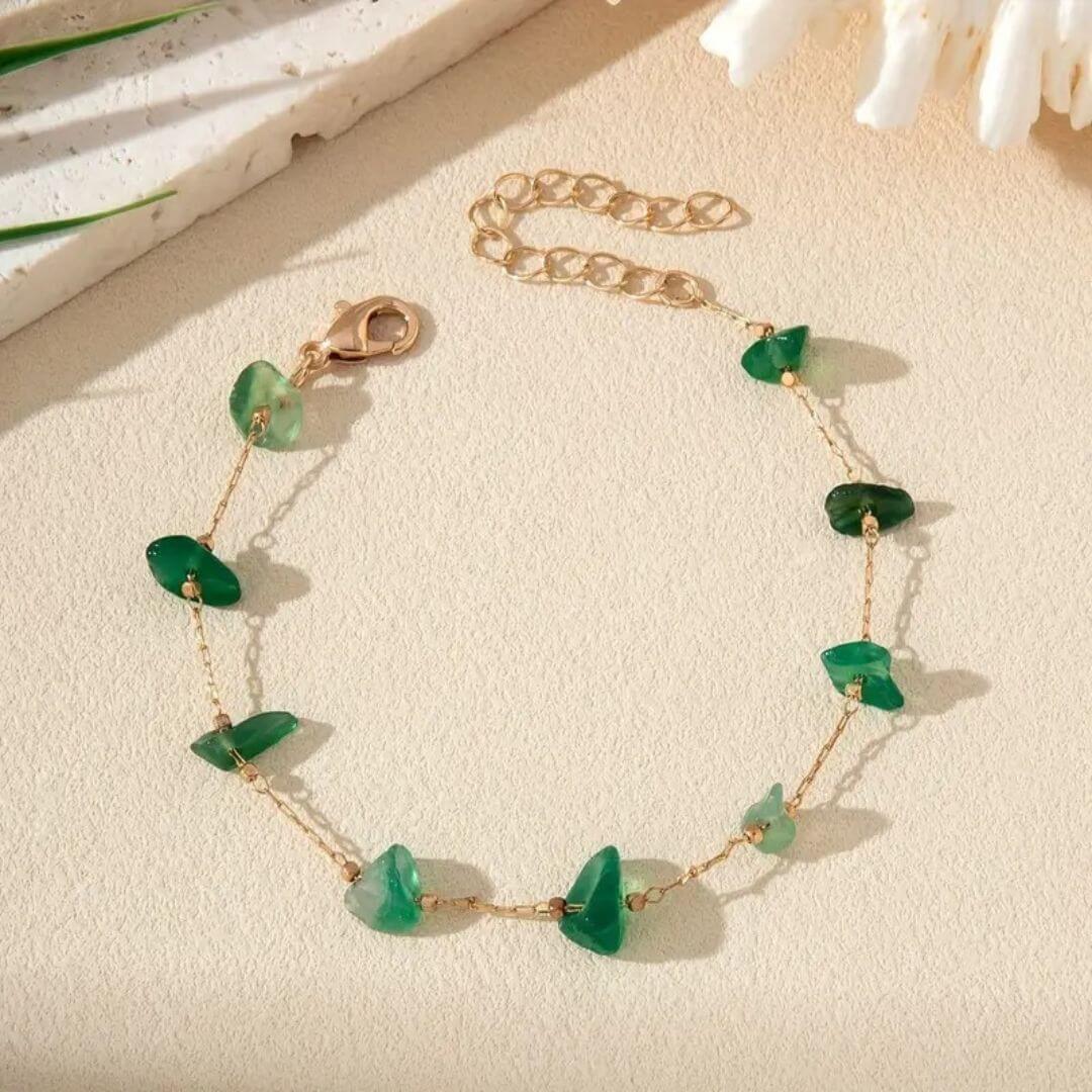 Crystal Gemstone Beaded Chain Bracelet - Diane Jewelry