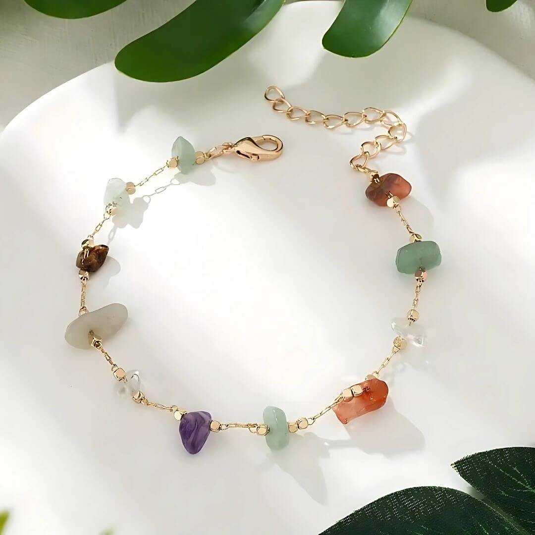 Crystal Gemstone Beaded Chain Bracelet - Diane Jewelry