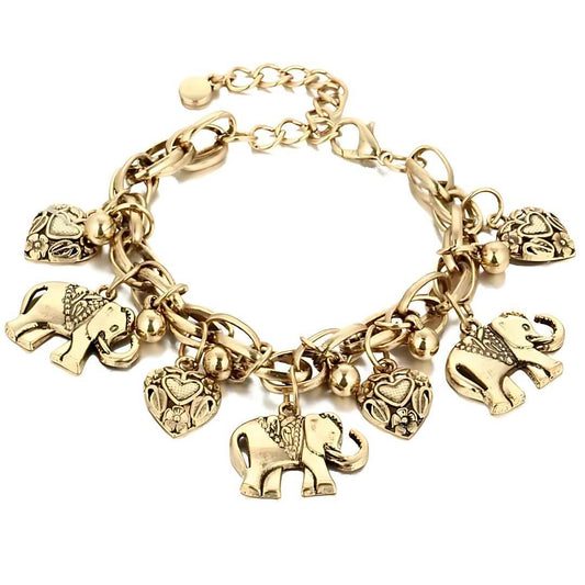 Elephant Heart Charm Link Anklet - Diane Jewelry
