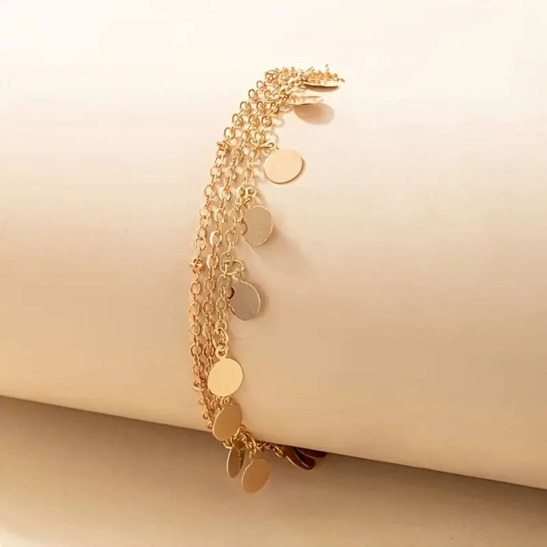 Gold Coin Dangle Chain Anklet - Diane Jewelry