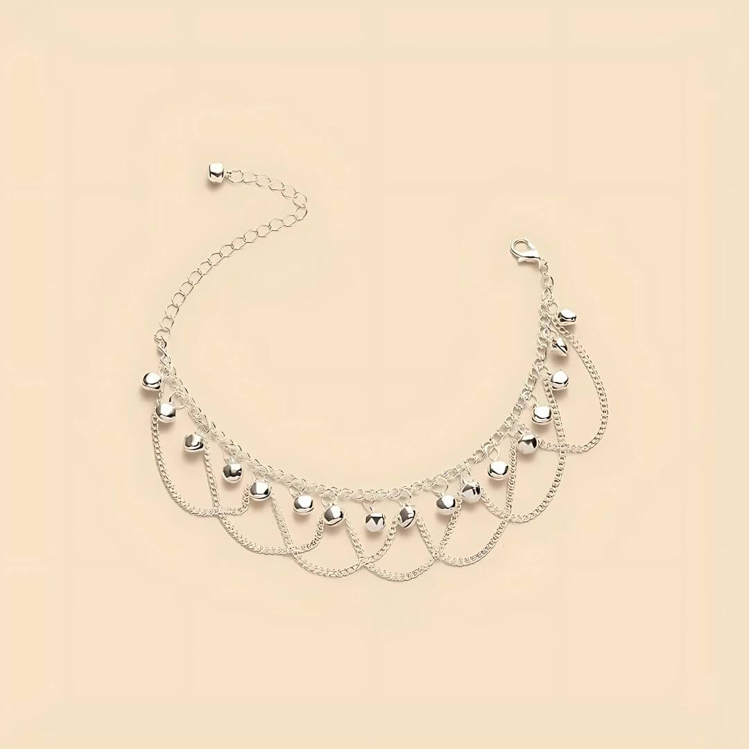 Silver Jingle Bell Chain Anklet - Diane Jewelry