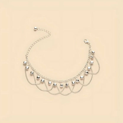 Silver Jingle Bell Chain Anklet - Diane Jewelry