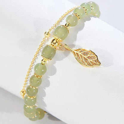 Green Stone Gold Chain Bracelet - Diane Jewelry