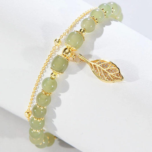 Green Stone Gold Chain Bracelet - Diane Jewelry