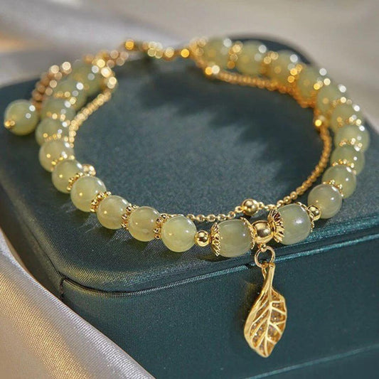 Green Stone Gold Chain Bracelet - Diane Jewelry
