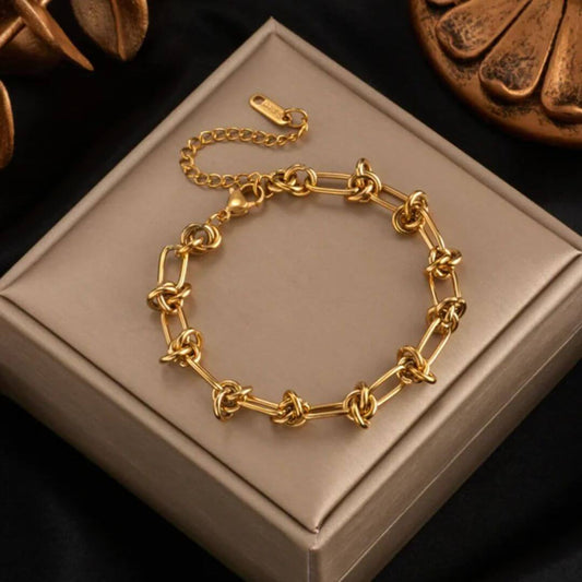 Gold Knot Chain Link Bracelet - Diane Jewelry