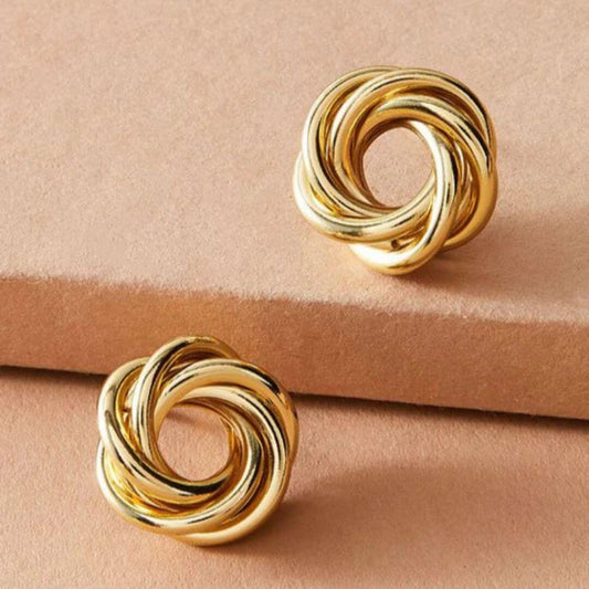 Gold Twisted Knot Stud Earrings - Diane Jewelry