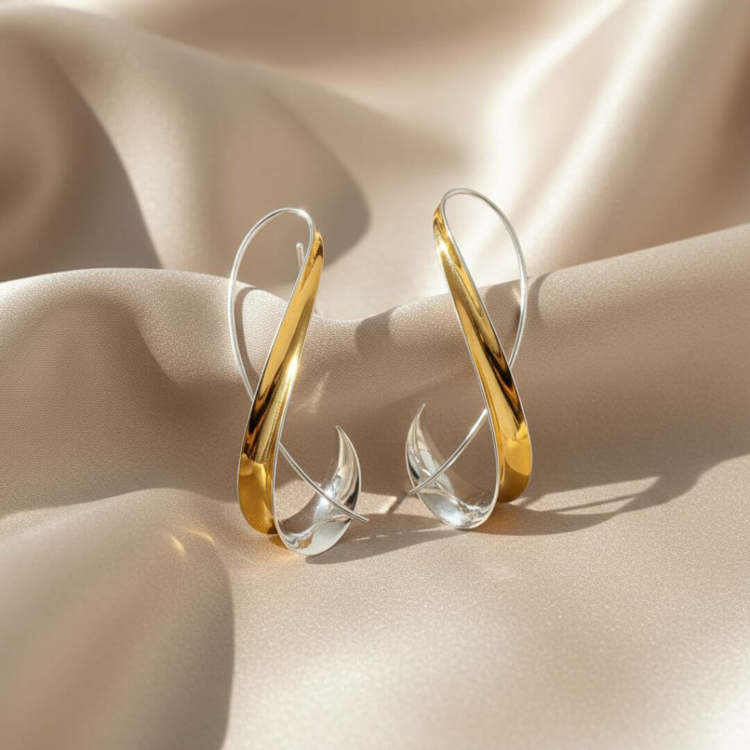 Gold Silver Twist Drop Earrings Emma & Noah Jewelry