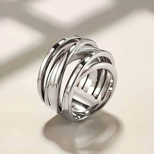Silver Chunky Multi Band Ring - Diane Jewelry