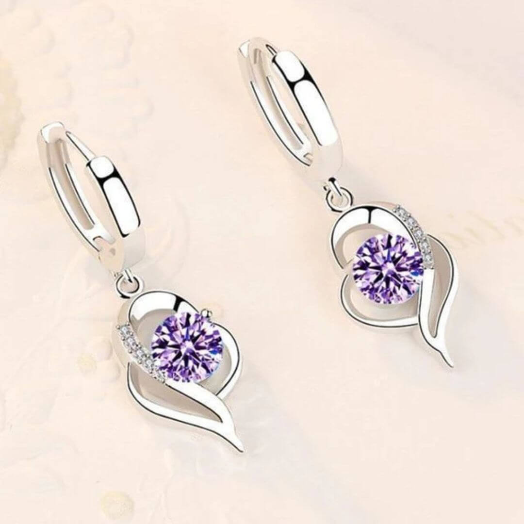 Silver Leaf Crystal Drop Earrings - Diane Jewelry