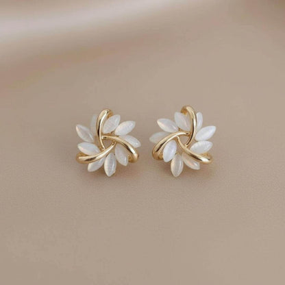 Floral Leaf Stud Twist Earrings Emma & Noah Jewelry