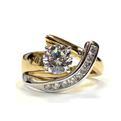 Gold Silver Swirl Diamond Ring Emma & Noah Jewelry