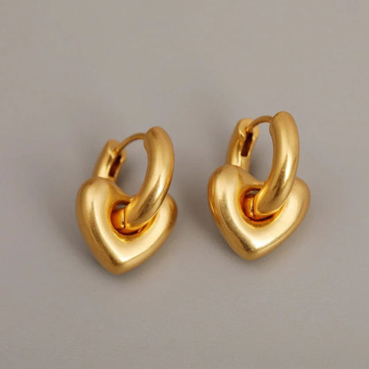 Chunky Gold Heart Hoop Earrings - Diane Jewelry