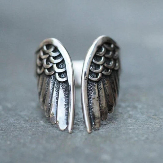 Silver Angel Wings Adjustable Ring - Diane Jewelry