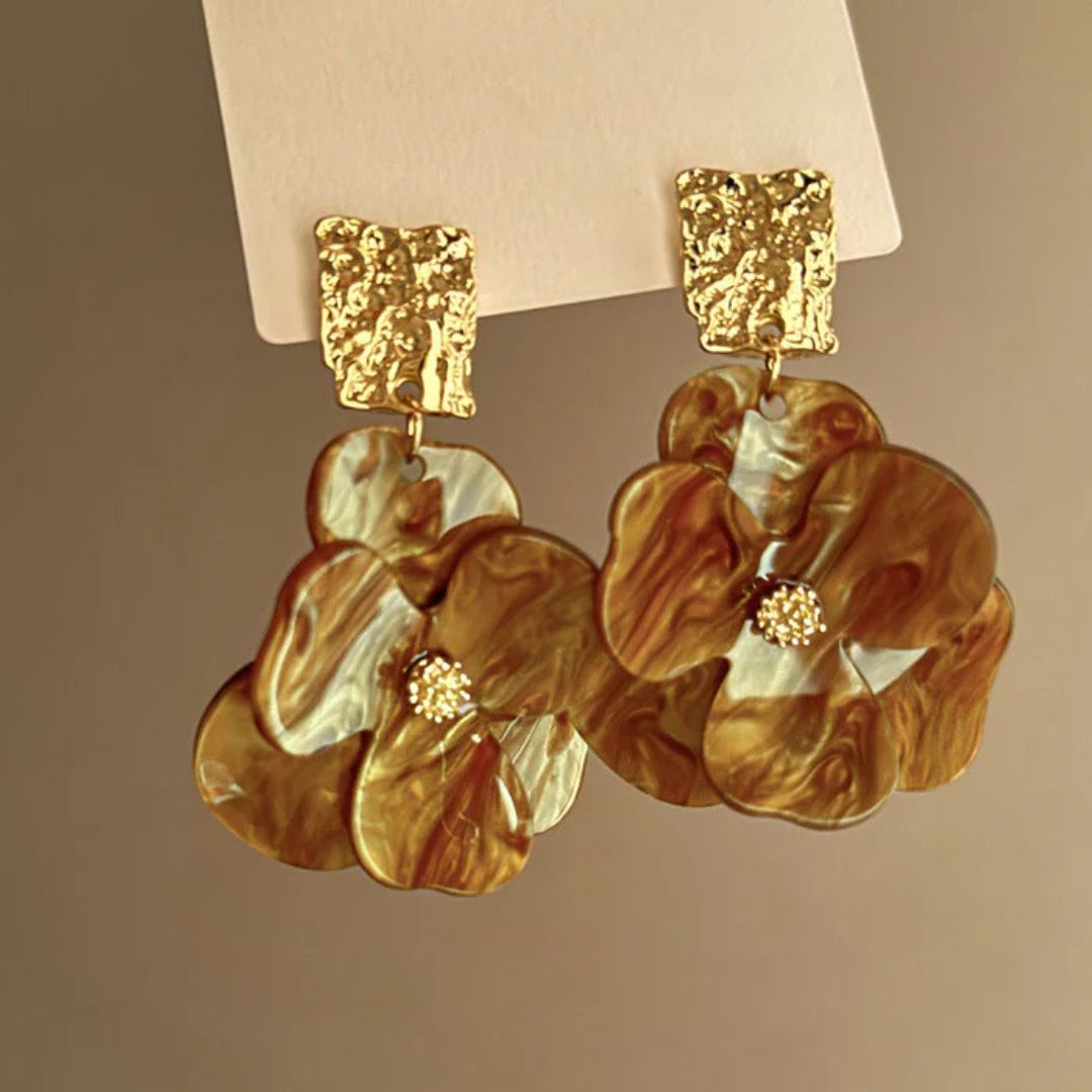 White Floral Resin Drop Earrings - Diane Jewelry