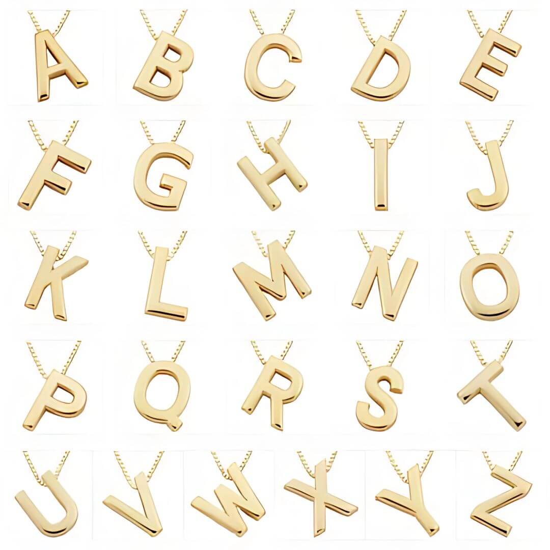 Dainty Gold Initial Pendant Necklace - Diane Jewelry