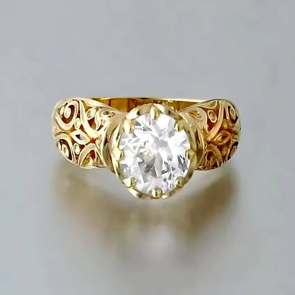 Vintage Scroll Gold Engagement Ring - Diane Jewelry