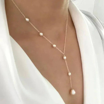 Delicate Gold Drop Pearl Necklace Diane Jewelry