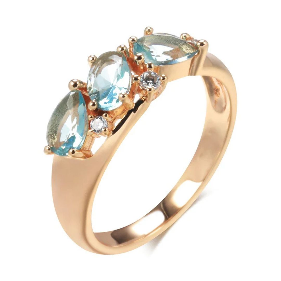 Gold Blue Topaz Engagement Ring - Diane Jewelry