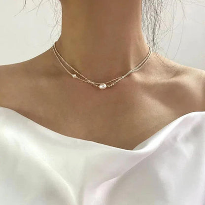 Layered Gold Dainty Pearl Necklace Diane Jewelry