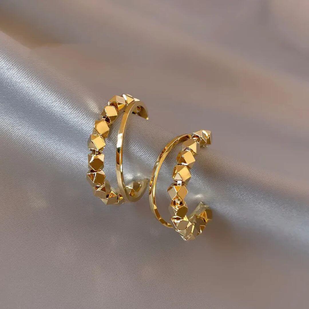 Faceted Gold Geometric Hoop Earrings - Diane Jewelry