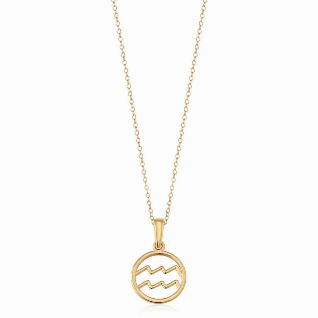 Gold Aquarius Zodiac Necklace - Diane Jewelry