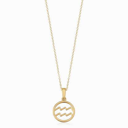 Gold Aquarius Zodiac Necklace - Diane Jewelry