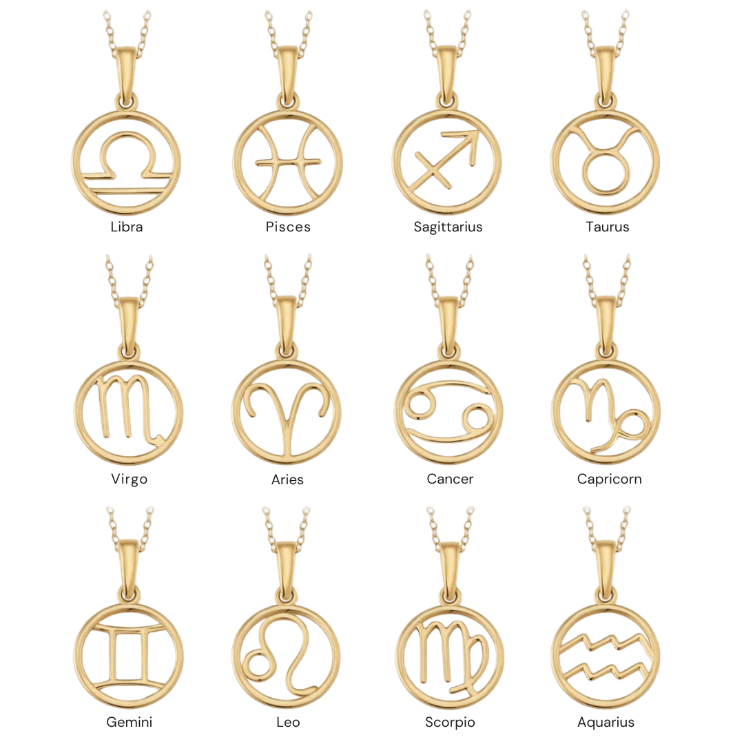 Gold Aquarius Zodiac Necklace - Diane Jewelry