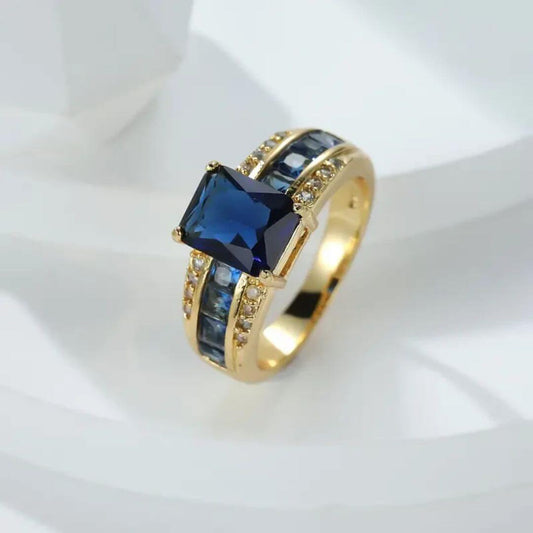Gold Ring with Blue Sapphire - Diane Jewelry