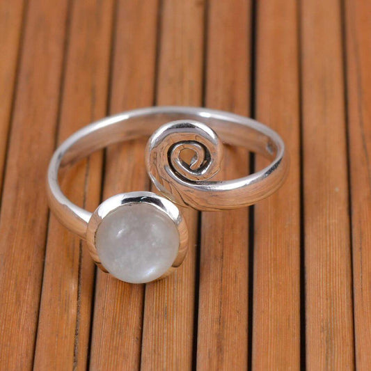 Spiral Moonstone Adjustable Ring - Diane Jewelry