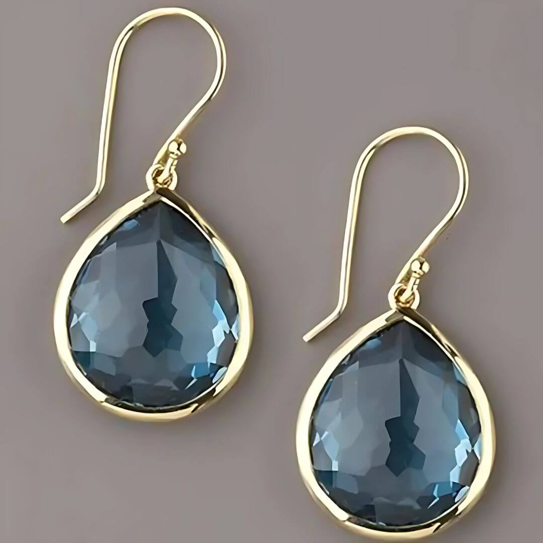 Teardrop Blue Crystal Earrings - Diane Jewelry