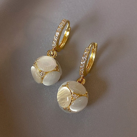 Gold Cat Eye Drop Earrings - Diane Jewelry