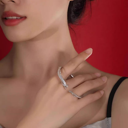 Silver Dragon Open Cuff Bracelet - Diane Jewelry