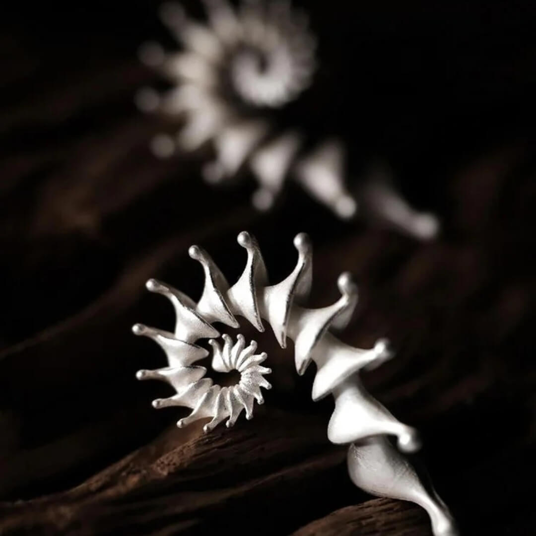 Abstract Spiral Silver Statement Earrings - Diane Jewelry