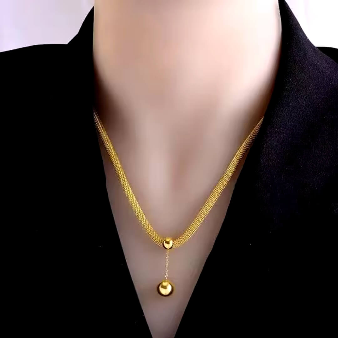 Double Layer Gold Drop Necklace - Diane Jewelry